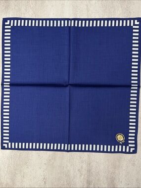 Givenchy Blue and White Striped Border Pocket Square